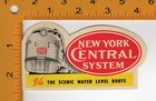 Vintage New York Central System - Die-cut Railroad Luggage Label  1940s