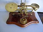 Antique Parkins   Gotto C 1850s Brass Balance Postal   Desk Scale   Weights