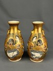 2 Japanese Satsuma 1 000 Faces 6 1 4  Vases Meiji Period