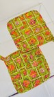 Vtg 1970s Retro Groovy Green Pink Mod Kitchen Hot Pad Pot Quilted Holder Loop