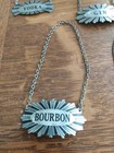 Vintage Lot Of 5 White Metal Liquor Bottle Hang Tags W Chain 
