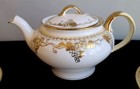 Gold Grapes Decor Teapot  Set For 2  Cups Saucers Antique Nippon  Lovely