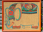 Vintage Groovy Elephant 70s Retro Bulletin Cork Memo Board 17x21    Orange Frame