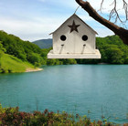 Primitive Handmade Wren Birdhouse  Hanging Birdhouse  Wooden Post Bird House