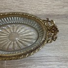 Vtg Matson Ormolu Gold Rose Filigree Glass Soap Dish Trinket Vanity