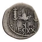 Marc Antony Ar Denarius Silver Roman Galley Coin 30 Bc Legion 20- Good Vf 5q