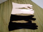 Vintage 2 Pair Leather Velvety Gloves Women s Small Black   Ivory