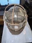 Vintage Brass Caged Light Nautical Hubbell Industrial Marine Antique Fixture