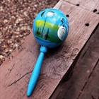 Hand Painted blue maraca  vintage  mexico swan