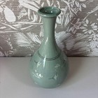 Korean Celadon Crane Pattern Pottery Vase 32cm Antique Crane Decor