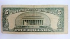 1953 Five Dollar Bill Us Currency Blue Seal  rare  F4