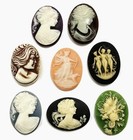 15 Vintage Resin Cameos  west German  Hong Kong  Japan  Diy Jewelry Crafting C82