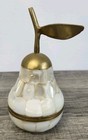 Vtg Pear Mother Of Pearl Brass Trinket Box  India Grannycore