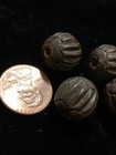 One Vintage Carved Chinese Wood Bead Corrugated Flower Caps Carving Round 14mm