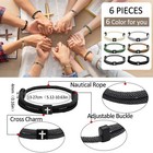 6 Pcs Braided Cross Bracelet Adjustable Rope Jesus Bracelet Christian Religio   