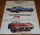 1972 Chevrolet Corvette Foldout Sales Brochure 72 Chevy Stingray Convertible