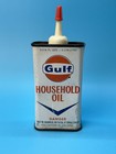 Vintage Gulf Household Oil Advertising Tin Can 4 U s  Fl  Oz  - 0 118 Litre