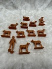 Vintage Marx Mpc Plastic Cowboy And Cows  Figures Lot Of 12