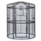 70 h Large Round Bird Aviary  Spacious Metal Flight Cage For Parrot  Silver Gray