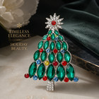 Vintage Style Crystal Christmas Tree Brooch Pin Green Red Rhinestone Jewelrygift