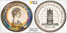Sp68 1977  1 Canada Silver  jubilee  Throne Dollar  Pcgs Trueview- Rainbow Toned