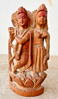 Vintage Old Rare Hand Carved Wooden Hindu Religious God Krishna Figure Statue