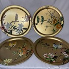 Elite Vintage Metal Gold Vanity Trays With Bird Floral Design Set Of 4