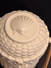 Vintage Bisque Nantucket Covered Basket W  Bamboo Handle 6   