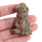 2  Unakite Crystal Stone Baby Buddha Figurine Hand Carved Statue Pocket Stone