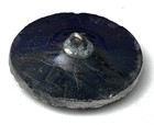 Medium Antique Black Glass Silver Luster Button  1429