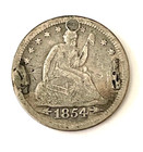 1854 U s  Silver Seated Liberty Quarter Love Token