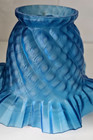 Swirl Ruffle Edge Satin Blue Glass Electric Lamp Shade 2 25  Fitter