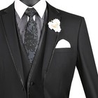 Vinci Men s Black 3pc 2 Button Slim Fit Tuxedo Suit W  Matching Vest New