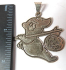 Vintage Rare Mexico Sterling Silver Halloween Ghost Pumpkin Pendant