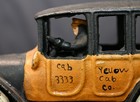 Vintage Arcade Cast Iron Yellow Cab Taxi With Driver Heavy 8 5 Repo 1970 s