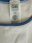 Athleta Girl Ribbed Scoop Neck Tee White blue Stretch Size 14-16