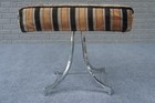 Mid Century Modern  milo Baughman  style Chrome Tulip   Striped Fabric Ottoman