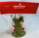Shiny Brite Flocked Santa Green Diorama Bell Christmas Ornament New Vintage