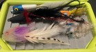 Assortment Of 6 Saltwater Fishing Flies W orvis Ultralight Foam Fly Box