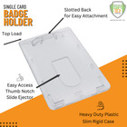 3 Heavy Duty Vertical Id Badge Holders - Rigid Hard Clear Plastic- Holds 1 Card