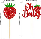 24 Pack Sweet Oh Baby Cupcake Toppers Glitter Oh Baby Strawberry Cupcake Picks F