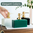Modern Soap Dispenser With Matte Golden Pump For Bathroom  13 5 Oz Ceramic Recta