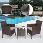 3-piece Outdoor Wicker Bistro Set Patio Furniture 2 Chairs Cushions Table