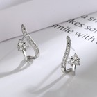 Women s Fashion Curved Ear Stud Inlaid Synthetic Zircon U-shaped Earrings Copper