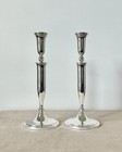 Vtg Godinger Patina Silver-plated Candlestick Holder Pair 11 5  Colonial Style