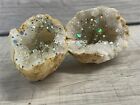 Sparkle Geode Pair Geode Crystal Quartz Druze Specimen Morocco Geode Half Split 