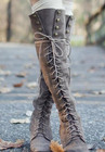 Women Long Boots Motorcycle Lace Up Knee High Rivet Combat Riding Shoes Size