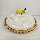 Vintage Lemon Meringue Pie Keeper Covered Pie Dish Dessert Holder 11  Diameter