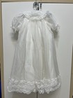 Handmade White Victorian Christening Gown Set W  Bonnet   Lace Trim Blanket