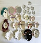 Lot Of 17 Mardi Gras Clay Painted Face Mask Wall Art Decor Nola Theater Masks